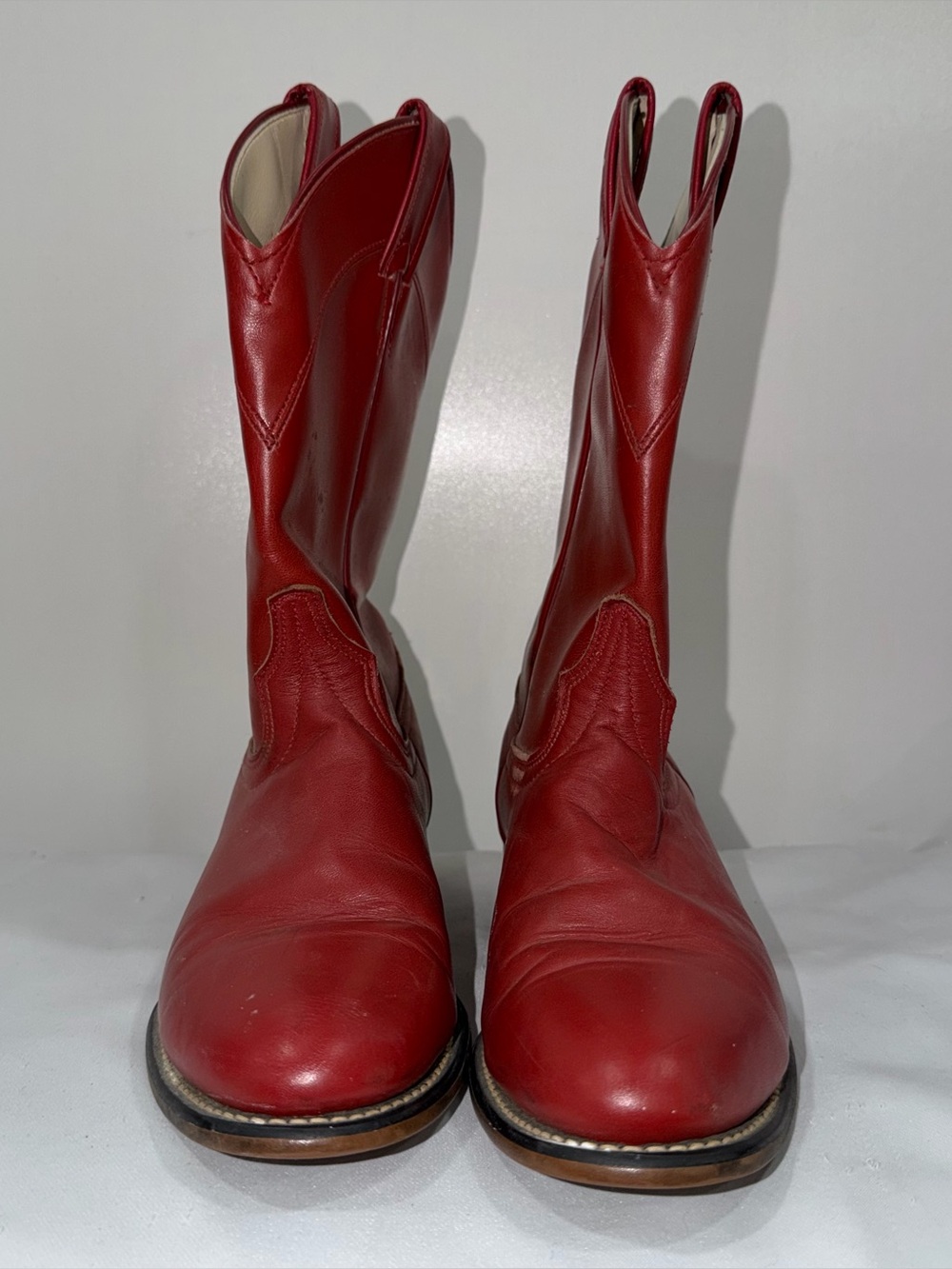 vintage Laredo Red Leather Roper Cowboy Boots - Picture 2 of 10